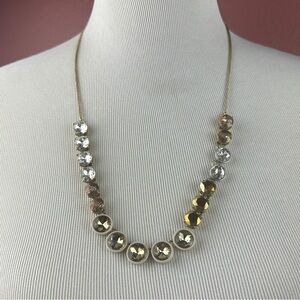 J. Crew mix metals rhinestones long chain necklace gold tone with lobster claw